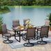 durable Outdoor Dining Set 7 Piece Outdoor Furniture Set 6 Swivel Dining Chairs and Rectangular Metal Dining Table for Lawn Garden Yards Poolside