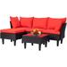 simple Patio Furniture Set 4 Pieces Outdoor Rattan Chair Wicker Sofa Garden Conversation Bistro Sets for Yard Pool or Backyard