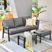 Vcatnet Direct 3 Pieces Outdoor Patio Furniture Sectional Sofa All-weather Couch Set with Cushions for Garden Poolside Dark gray