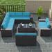 Outdoor Patio Furniture Set 14 Pieces Outdoor Furniture All Weather Patio Sectional Sofa PE Wicker Modular Conversation Sets with Coffee Table 12 Chairs & Seat Clips(Sand)