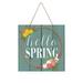 Meuva Spring Wreath Hellowelcome Logo Wooden Signboard Front Door Porch Home Decoration Wall Decoration 30cm/11.8in Small Stained Glass Windows Christmas Beaded Garland with Lights Swinging Car Cat