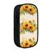 XMXY Large Capacity Pencil Case Sunflower Floral Abstract Botanical Pencil Box Pouch with Compartments Portable Pencil Bags with Zipper for Teen Girl Black