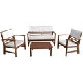 Conversation Set Patio Furniture Patio Sofa Set Outdoor Chat Set 4-Piece Acacia Wood Outdoor Seating Set with Water Resistant Cushions and Coffee Table for Pool Beach Backyard Balcony Gar