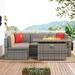 8PCS Patio Furniture Set with 44 Fire Pit Table Outdoor Sectional Sofa Set Wicker Furniture Set with Coffee Table (Brown Wicker)