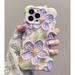 UEEBAI Case for iPhone 14 6.1 inch Shiny Colorful Oil Painting Flower Case Laser Glossy Bubble Case Cute Solid Color Curly Wave Shape Shockproof Soft Phone Case Water Ripple 3D Cover-Purple Flower