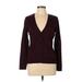 7th Avenue Design Studio New York & Company Cardigan Sweater: Burgundy Sweaters & Sweatshirts - Women's Size Large