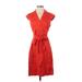 J.Crew Casual Dress - Shirtdress: Red Dresses - Women's Size 4