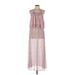 H&M Cocktail Dress - Maxi: Pink Floral Motif Dresses - Women's Size 8