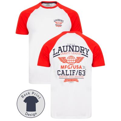 T-Shirts Makita Baseball Style Raglan Sleeve Cotton Jersey Crew Neck T-Shirt in High Risk Red / L - Tokyo Laundry