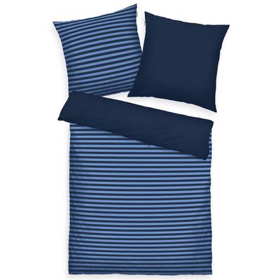 Bettwäsche TOM TAILOR HOME "MEDIUM STRIPES in Gr. 135x200cm, 155x220cm oder 200x220cm", blau (schwarz navy, cool blau), B/L: 135cm x 200cm, , Renforcé, B/L: 80cm x 80cm, Renforcu00e9, Obermaterial: 100% Baumwolle, Bettwäsche, new bedroom, mit... Image