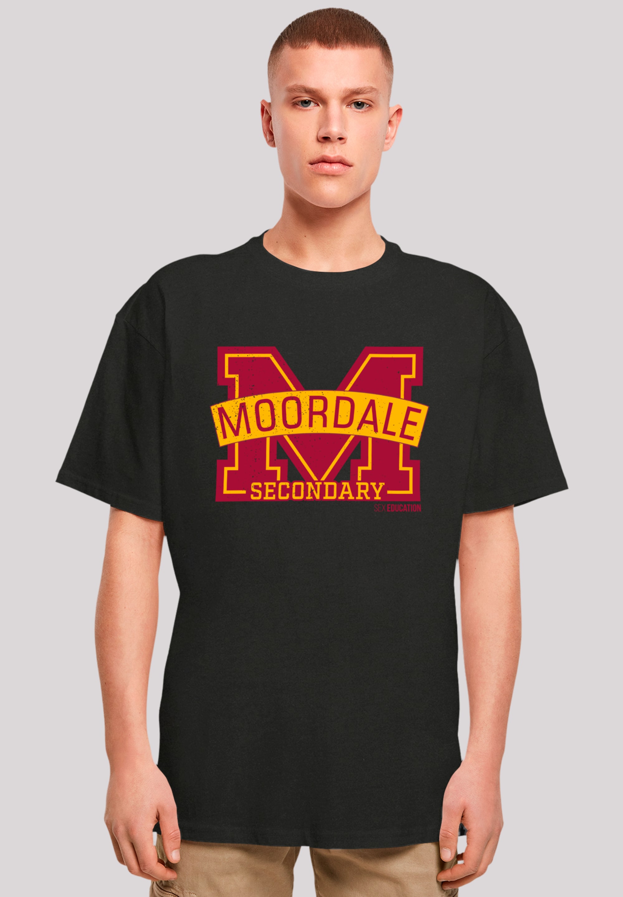 T-Shirt F4NT4STIC "Sex Education Moordale Cracked M", Herren, Gr. XL, schwarz, Obermaterial: 100% Baumwolle, Casual, oversize, Rundhals, ohne Bündchen, Shirts, Premium Qualität Image