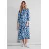 Midikleid STREET ONE, Damen, Gr. 38, EURO-Größen, blau (intense aqua), Stoff, 100% Viskose, bedruckt, casual, gerade wadenlang, Rundhals, Langarm Bündchen, Kleider, aus Viskose