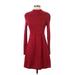 Free People Casual Dress - Sweater Dress: Burgundy Marled Dresses - Women's Size Small