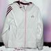 Adidas Tops | Adidas Zip Up Hoodie White With Violet Purple Pink Stripes Size Medium | Color: Purple/White | Size: M