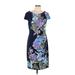 Connected Apparel Casual Dress: Blue Floral Dresses - Women's Size 12