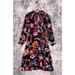 J. Crew Dresses | J Crew Dress 00 Womens Black Floral Tie Neck Long Sleeve Elegant Midi | Color: Black/Red | Size: 00