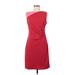 T Tahari Cocktail Dress - Sheath Scoop Neck Sleeveless: Burgundy Color Block Dresses - Women's Size 8