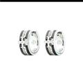 Tory Burch Jewelry | Kira Enamel Pave Huggle Hoops Earrings | Color: Black/Silver | Size: Os