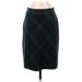 Lands' End Wool Skirt: Green Argyle Bottoms - Women's Size 4 Petite