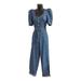 Jessica Simpson Pants & Jumpsuits | Jessica Simpson Blue Jeans Denim Puff Sleeve Belted Jumpsuit Size Medium New | Color: Blue | Size: M