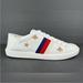 Gucci Shoes | Gucci Ace Bee Sylvie Logo Leather Women 498205 Sneakers Eu 42 | Color: White | Size: 12