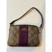 Coach Bags | Coach Signature Brown Purple Stripe Pvc Corner Zip Wristlet Wallet | Color: Brown | Size: Osc