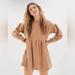 American Eagle Outfitters Dresses | Ae Long-Sleeve Fleece Babydoll Mini Dress In Brown | Color: Brown | Size: S