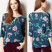 Anthropologie Tops | Anthropologie Hd In Paris | Green Eira Pink Floral Print Top Blouse Sz. 8 | Color: Green/Pink | Size: 8