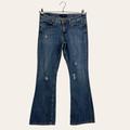 Levi's Jeans | Levi's 518 Juniors Size 7 Short Superlow Distressed Bootcut Denim Jeans Pants | Color: Blue | Size: 7j