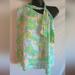 Lilly Pulitzer Tops | Lilly Pulitzer Nwt Women's Size 0 Urchin Pink Avena Asymmetrical Blouse | Color: Green/Pink | Size: 0