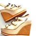 Nine West Shoes | Nine West Chunky Wedge Espadrille Strappy Buckle Open Toe Shoes Sandals Size 9.5 | Color: Cream/Tan | Size: 9.5