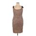 Adrianna Papell Cocktail Dress - Party Scoop Neck Sleeveless: Brown Marled Dresses - Women's Size 14