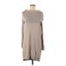 Express Casual Dress - Sweater Dress Cowl Neck Long sleeves: Gray Marled Dresses - Women's Size Medium