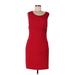 Calvin Klein Casual Dress - Sheath: Red Solid Dresses - Women's Size 12