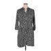 Thyme and Honey Casual Dress - Shirtdress: Gray Leopard Print Dresses - New - Women's Size X-Large