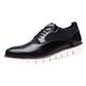 IQYU Shoes Men's 44.5 Classic Style Men's Lace-Up Vintage Leather Shoes Business Casual Shoes RoundToe Leather Shoes Men's Running Shoes 43, black, 9 UK