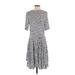 H&M Casual Dress - Fit & Flare: Gray Hearts Dresses - Women's Size Small