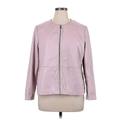 Chico's Faux Leather Jacket: Pink Jackets & Outerwear - Women's Size X-Large Petite