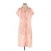 H By Halston Casual Dress - Shirtdress: Pink Acid Wash Print Dresses - Women's Size X-Small Petite