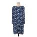 J.Crew Mercantile Casual Dress - Sheath Crew Neck Long sleeves: Blue Print Dresses - Women's Size Medium