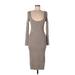 H&M Casual Dress - Midi: Gray Marled Dresses - Women's Size Large