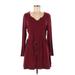 La Cera Casual Dress - Sweater Dress: Burgundy Dresses - Women's Size Medium