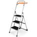 3 Step Ladder with 2 Tool Platform Lightweight Folding Stepladders Home Improvement Step Stool 330lbs Sturdy Steel Ladder