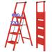 4 Step Ladder,Foldable Step Stools with Wide Anti-Slip Pedal,600lbs Lightweight Sturdy Steel Ladder,Convenient Handgrip