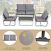 Mid-Century Modern Outdoor Patio Sectional Sofa Set Dining Set Patio Furniture Dining Set