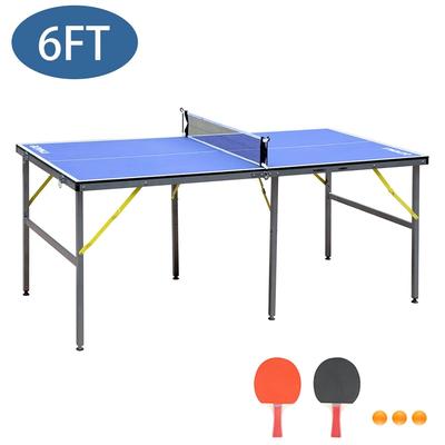 6FT Foldable Tennis Ping Pong Table Set with Net, 2 Paddles & 3 Balls