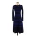 Eliza J Casual Dress - Fit & Flare: Blue Stripes Dresses - Women's Size X-Small