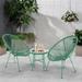 3 Piece Patio Bistro Conversation Set with Side Table, All-Weather PE Rattan Chair Set