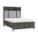 Celia Queen Platform Bed, 2 Drawers, Shelves on Headboard, Pebble Gray