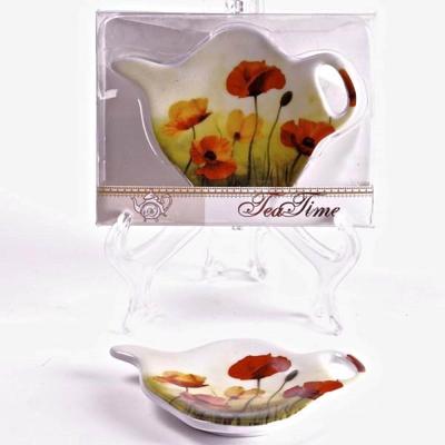 Set Of 2 Porcelain Poppies Tea Bag Holder